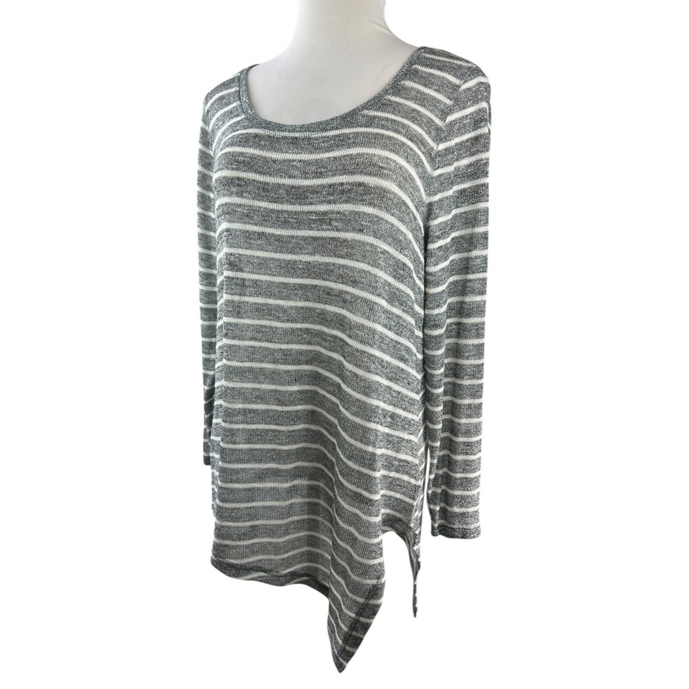 ✨2/$20 NWT Lane Bryant Sheer Metallic Striped Top Silver Shimmer Plus Size 18/20 - Picture 16 of 16